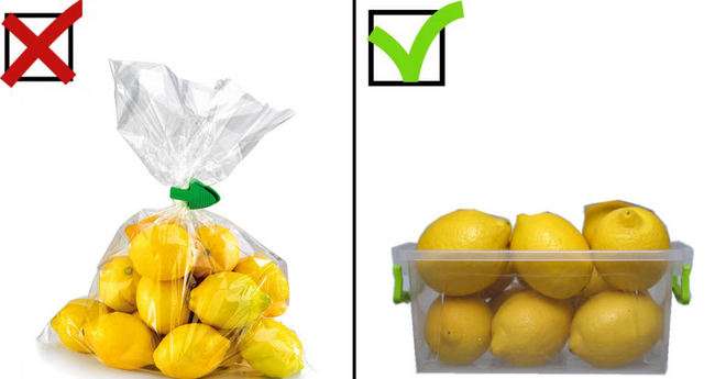 Лимоны не стоит хранить в пакете