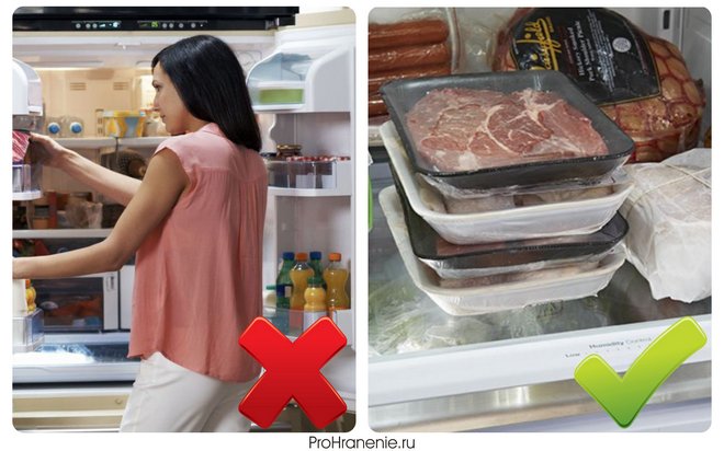 мясо и птицу вы не должны хранить в дверце холодильника
