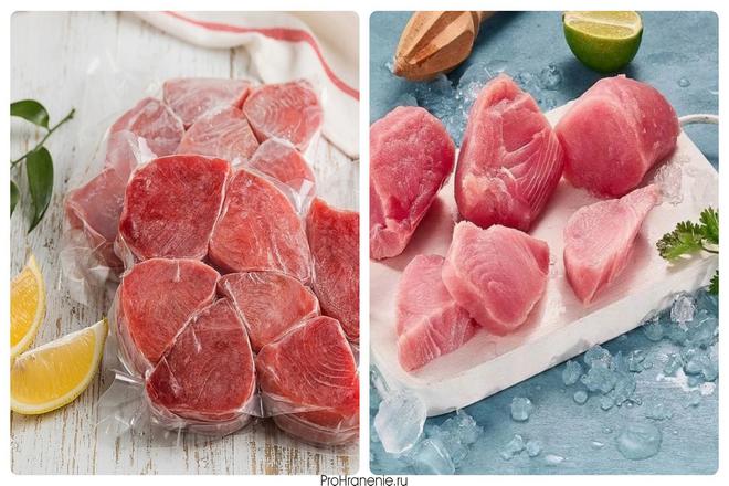 Вообще говоря, свежее мясо тунца и другие виды свежей рыбы лучше хранить в морозильной камере. Где оно будет храниться от 2 до 3 месяцев. Филе тунца нужно поместить в небольшие герметичные полиэтиленовые пакеты. И вы должны удалить как можно больше воздуха.