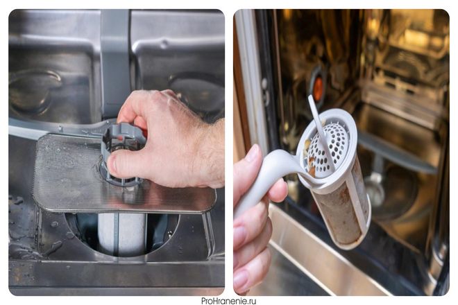 В уходе и чистке нуждаются не только стенки. Иногда необходимо действовать в самом источнике, то есть в фильтре посудомоечной машины.
