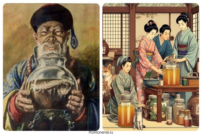 Первые документированные упоминания об этом напитке относятся еще к древнему Китаю. "Божественный Че" был оценен династией Цинь еще в 220 году до нашей эры. В 414 году, врач Комбу, привез его из Кореи в Япо